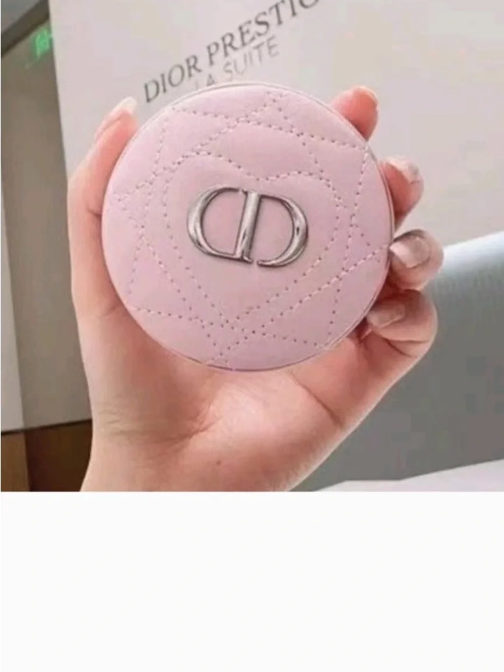 Dior Pink Quilted Compact Mirror with Silver CD Logo